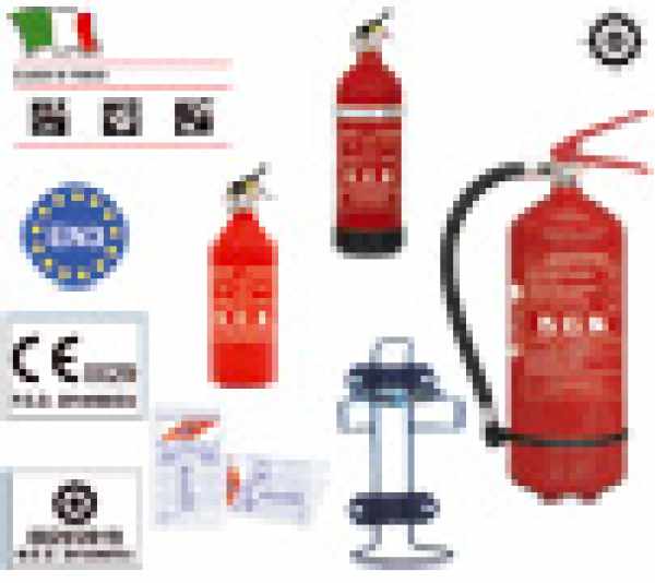 ESTINTORE A POLVERE CON MANOMETRO E VALVOLA IN ALLUMINIO DA KG.2 MED